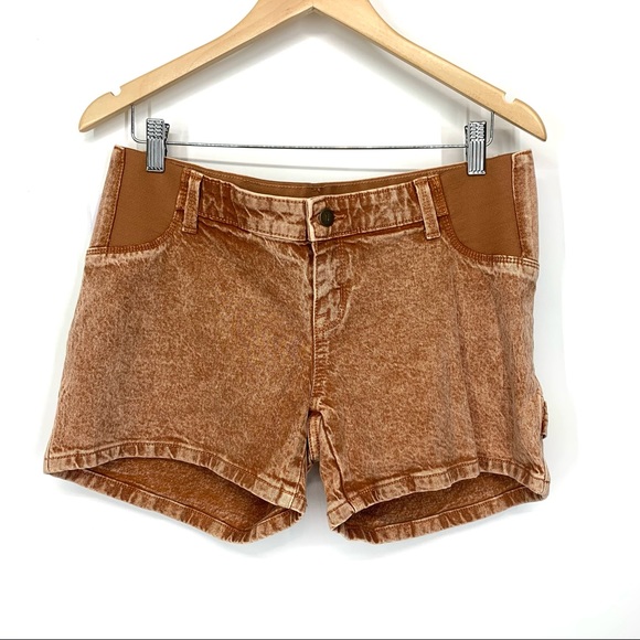 Isabel Maternity Acid Wash Carpenter Highest Rise Shorts Comfort Stretch New Nwt - Picture 2 of 12